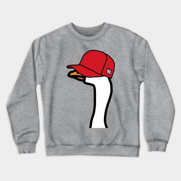 Politics Portrait Goose Wearing Stolen Red Hat Crewneck Sweatshirt by ellenhenryart